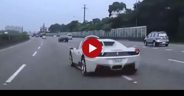 Idiot In Ferrari Causes GTR To Crash