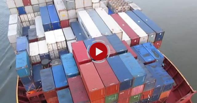 The Giant Arnold Maersk Passing Under The Bayonne Bridge 