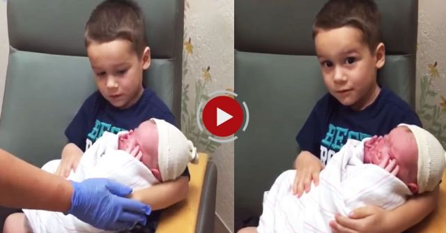 Funny Reaction To Meeting His New Baby Brother