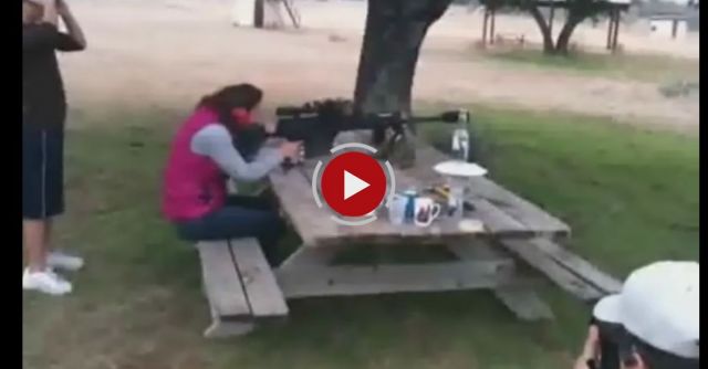 Woman Clears The Table With A 50 Caliber