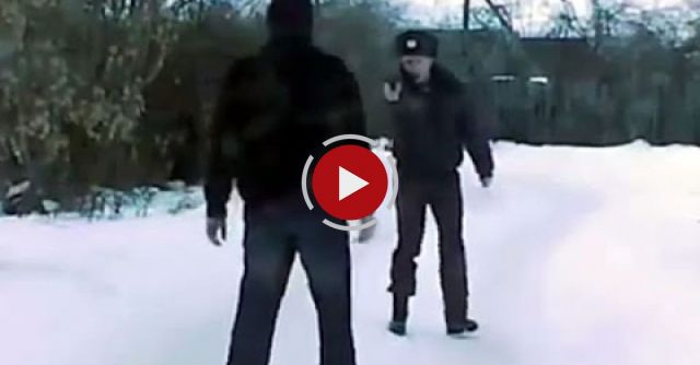 Drunk Russian Cop Pulls Gun On Driver