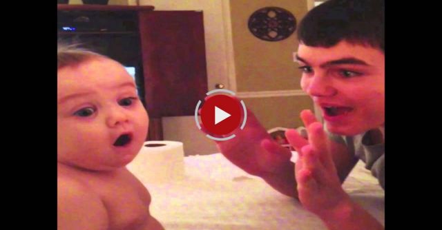 Baby Amazed By Magic Trick