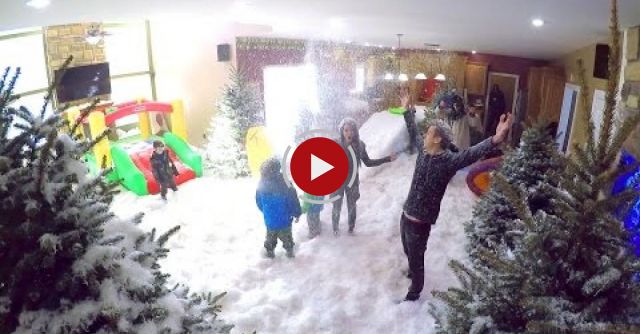 Dad Pulls Epic Indoor Snowstorm Prank On Family