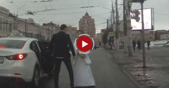  Russian Bride Captured On Dashcam When She Runs Away From Groom