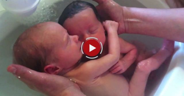 Newborn Twins Seen On Video Hugging Each Other During Bath