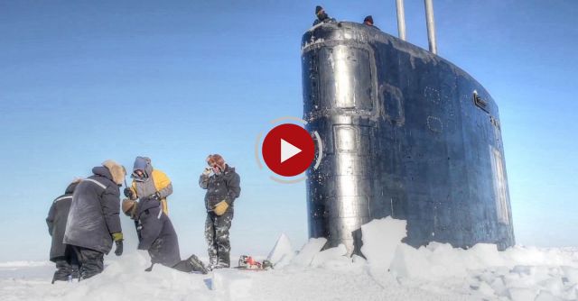 Nuclear Submarine Breaking Through Arctic Ice
