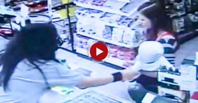 Clerk Grabs Baby From Woman Before She Collapses