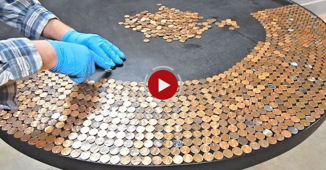Penny Table Top Using Glaze Coat