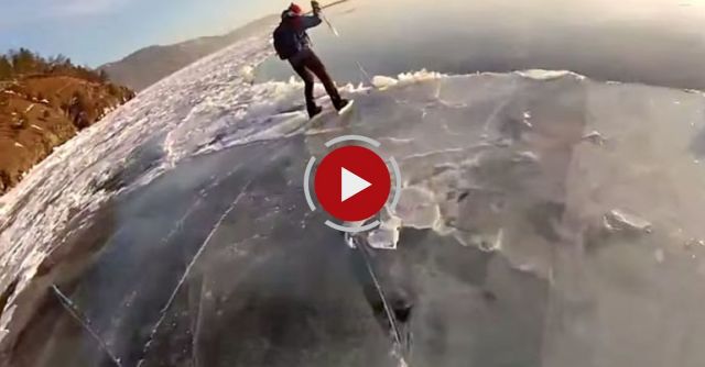 Skier Plunges Into Lake Baikal