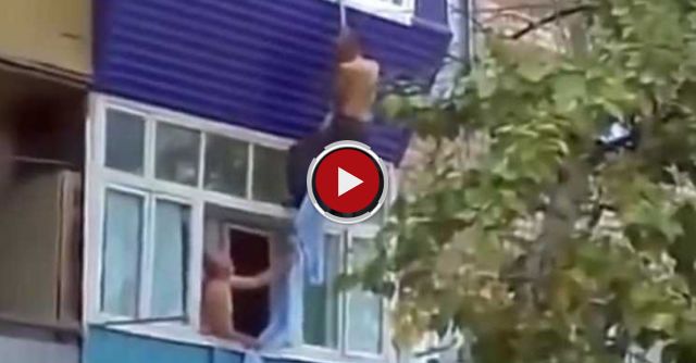 Lover Tries To Escape Through The Window 