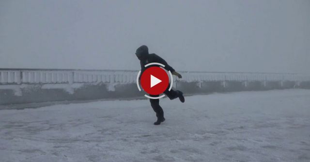 100+ MPH Winds Makes Guy Basically Fly