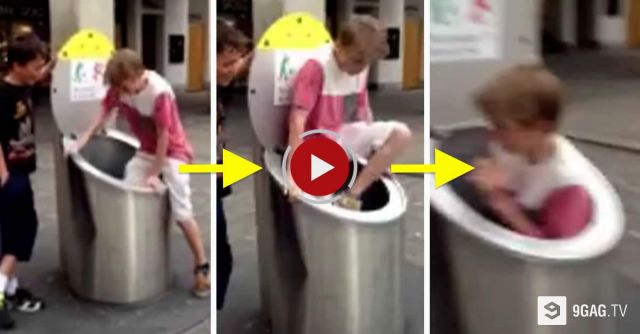 Harry Put In A Zurich Trash Can, Not Aware The Bottom Opened When Lid Closed.