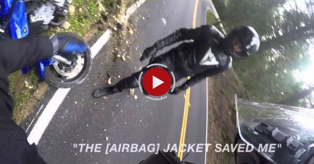 Motorcycle Crash With A Rider Wearing Helite Airbag Protection