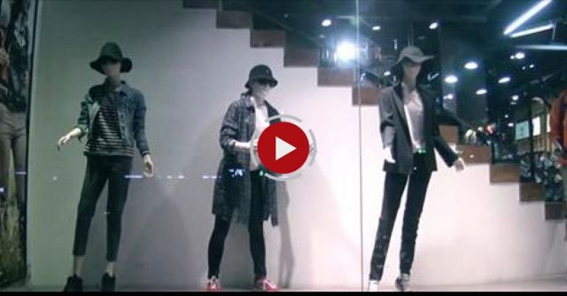 Girl Posing As Manikin Performs Insane Dubstep Dance