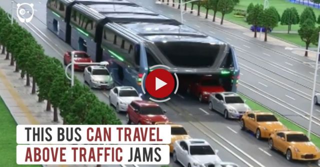 Elevated Bus That Drives Above Traffic Jams