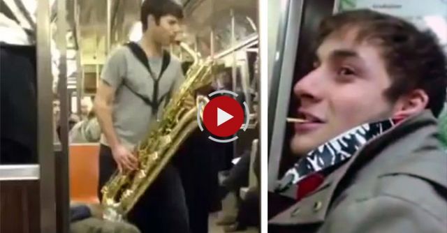 Two Total Strangers Have Saxophone Battle On NYC Subway Train