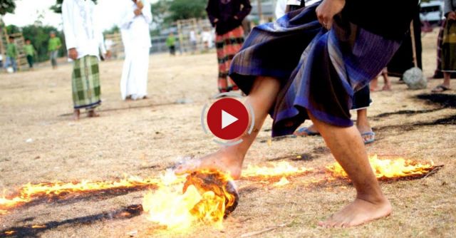 Flaming Football: Indonesian Students Play Football With Fiery Coconut