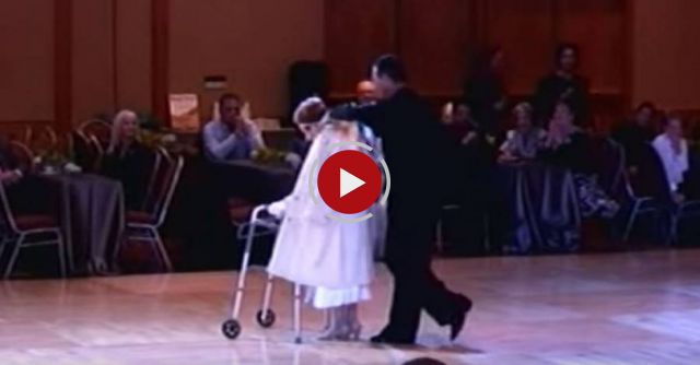 A 94-year-old woman comes on the dance floor with her young male partner...... CRAZY!