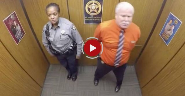 Police officers in an elevator!? ....But...Wait!... Better keep an eye on these guys!.. Wow!