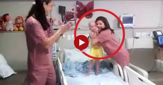 This young little girl was having a bad day, so the nurses found a great way to cheer her up