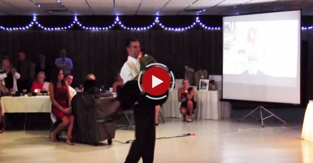 Groom’s mom is stuck in wheelchair. He picks her up, performs beautiful mother-son dance at wedding.